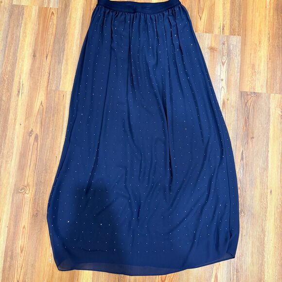 NWT DR2 by Daniel Rainn Navy Rhinestone Midi/Maxi Skirt Size Small - Picture 4 of 11